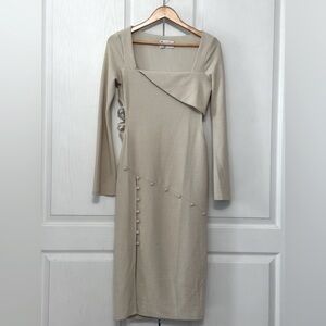 ASOS Women's Sexy Cut Out Midi Length Neutral‎ Dress Size 8 Cream